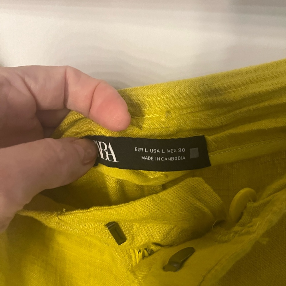 Zara Chartreuse Linen Trousers